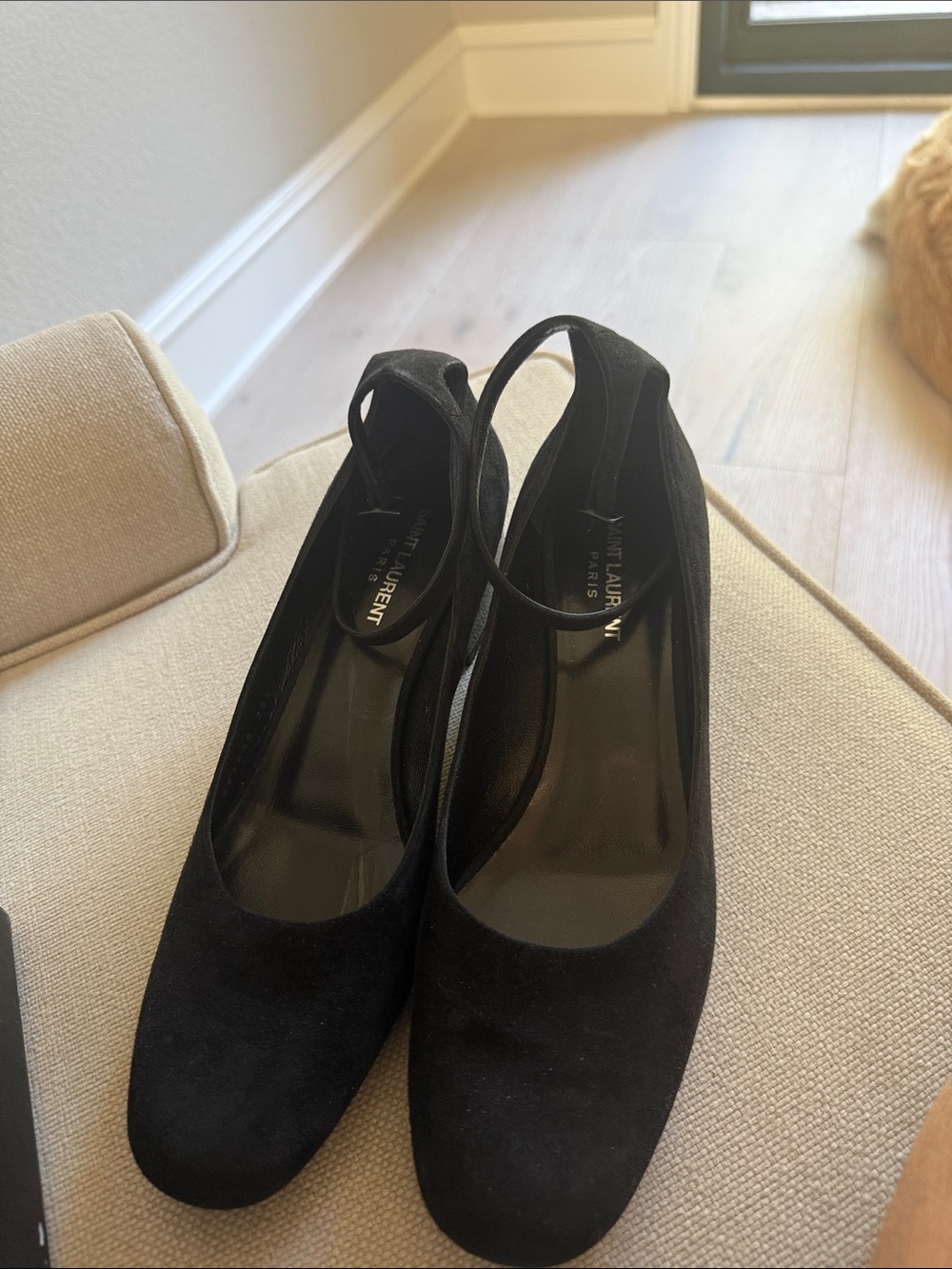 Saint Laurent Black Suede Block Heel Mary Jane Pumps - Picture 5 of 5